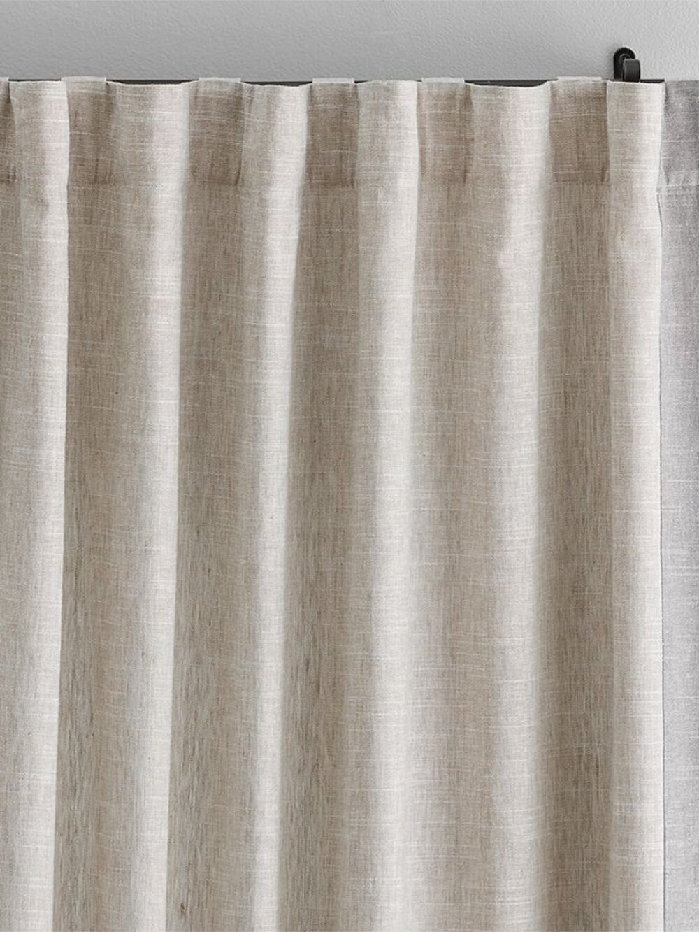 Pottery Barn Emery Framed Border Linen Curtain 50x84 Oatmeal Gray NWT
